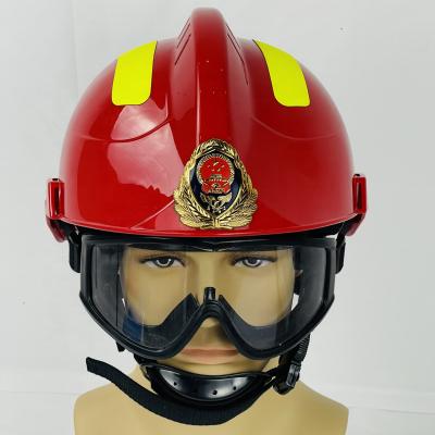 China Hot Selling Safety Fire Fighting Helmet Waterproof Flame Retardant Fire Protection Safety Fire Helmet And Rescue Helmet Hard Hat In Red for sale