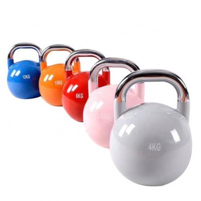 China Eco-Friendly Fitness Powerlifting China Logo Wholesale Weights Grip Handle Custom Gym Deadlift Color 32Kg Pink Steel Competition Kettlebell for sale