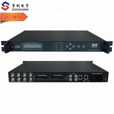 China DVB DVB-T dvb-T2 Headend Input 4 Transponder to spts iptv UDP gateway with IC slot for sale