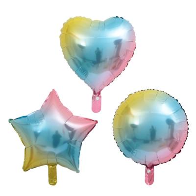 China Party decoration gradient color 18inch heart round and star foil balloon, new arrival color for 2019 for sale