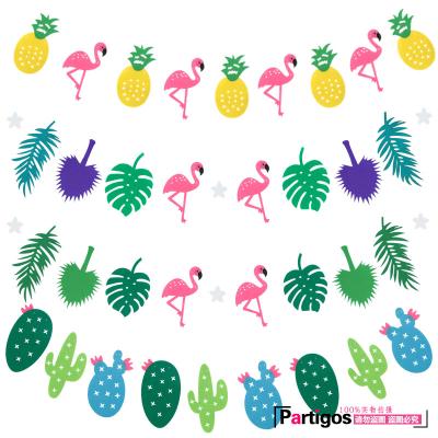 China Partigos Cactus Flamingo Pineapple Banner Flag For Summer Theme Birthday Party Props Decorations Supplies Kids Toys LQ002 for sale