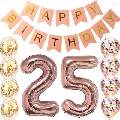 China Party Decoration Rose Gold Number Balloons Confetti Balloons Happy Birthday Banner Set for Birthday Party Decoration Supplies for sale