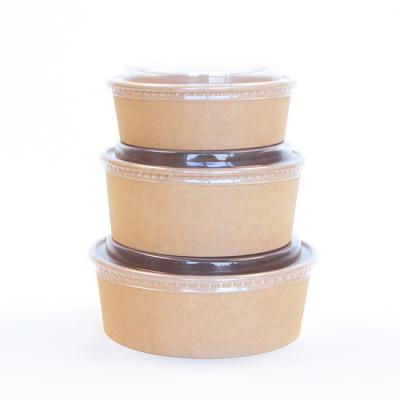 China Disposable Disposable Take Away Food Container 100% Eco-Friendly Round Paper Bowl With Lids for sale