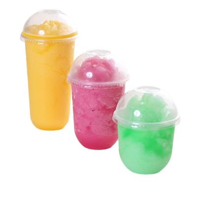 China U Shape Disposable Eco Friendly PET Plastic Cup 12 Ounce Plastic Cups With Sleeve And Lid for sale