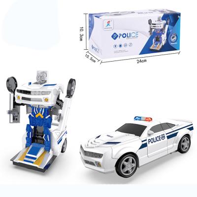 China Toy police car deformation robot acousto-optic plastic children's toys for sale