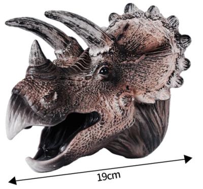 China Funny Dinosaur Triceratops PVC Toy Realistic Main Hand Puppet For Kids for sale