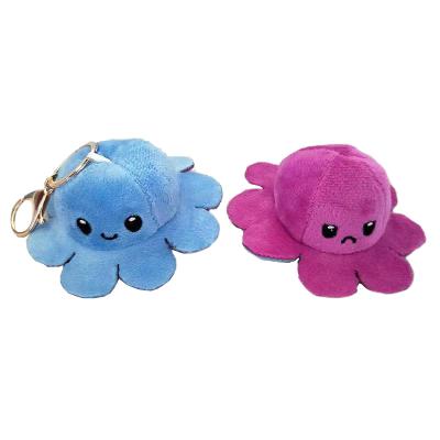 China 2021 Hot Sale Gift Amazon Double Sided Stuffed Plush Toy Animal Reversible Octopus Keychain For Kids for sale