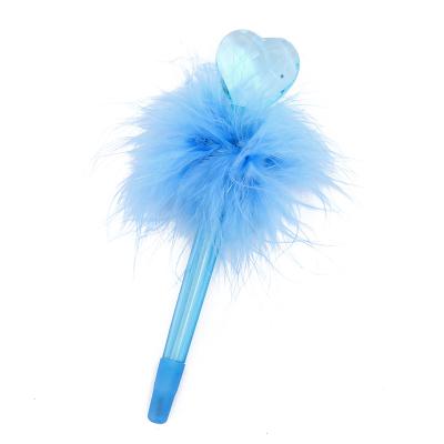 China Promotional popular festival pom heart shape gel pen with LED light for sale