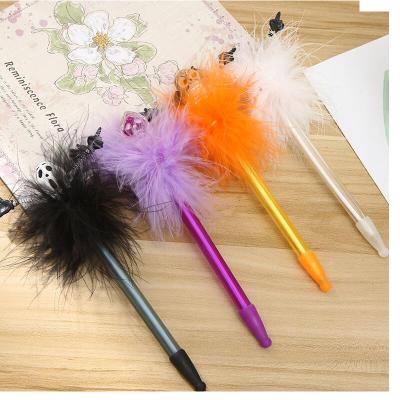 China Hallown's popular festival fluffy pom pom gel pen with a LED light for sale