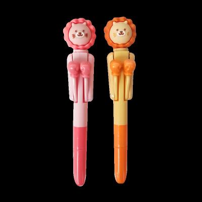 China Popular Unique Design Custom Logo Animal Lion Boxing Plastic Ballpoint Pen for sale