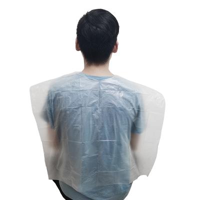 China Salon Treats Disposable PE Barber Cape Plastic Barber Cape Transparent For Hair Salon Shampoo Capes for sale