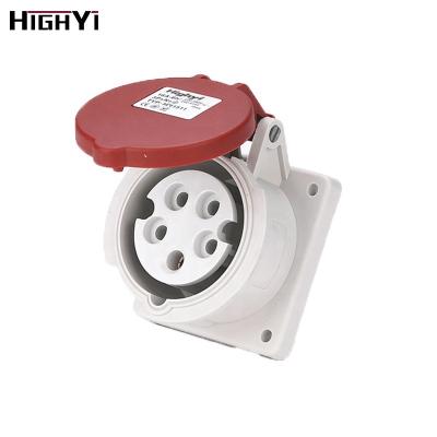 China HY1531 IP44 3p+E+N 380~415V 16A Industrial Waterproof High End Type Industrial Panel Mounted Socket Outlet With Good Connection for sale