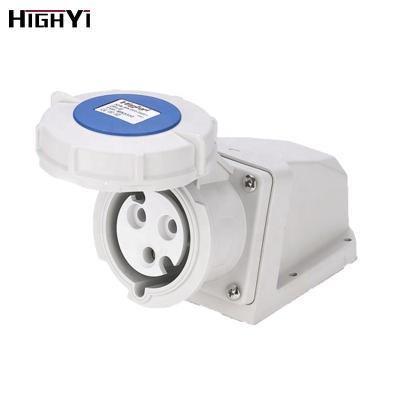 China HY3312 IP67 Industrial Protection 3 Phase 200~250V 32 Amp Industrial Wall Mount Female Socket Outlet for sale