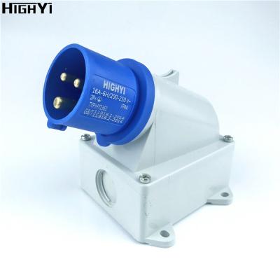 China 2 Phase 2P+E 200~250V High Quality Industrial HY1361 IP44 Flame Retardant 16 Amp Durable Industrial Outdoor Mounted Socket For Refrigerator for sale