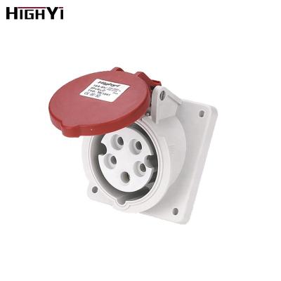 China HY1541 IP44 3p+E+N 220V~240V / 380~415V 16A Industrial Waterproof High End Type Industrial Panel Mounted Angled Socket Outlet for sale