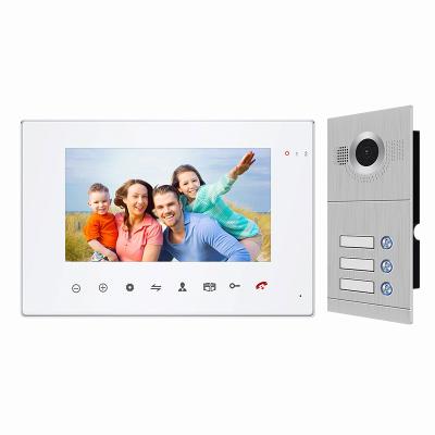 China Built-in camera kit videocitofono 2 fili, 2 wire multi apartment door phone digital video doorphone intercom for 3 apartments for sale