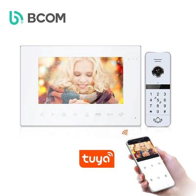 China Wiredrawing acrylic shell IP home system smart waterproof wifi night vision video doorbell, Tuya APP smart support door phone video intercom for sale