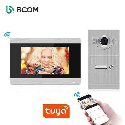 China Bcom secutity system villa apartment 4 wire smart intercom built-in wifi touch screen video camera door phone for 2 monitor for sale