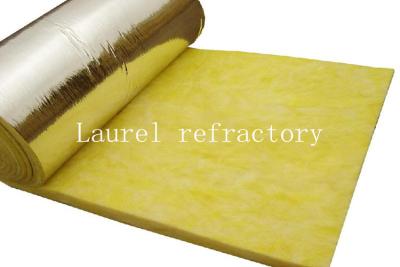 China Glass Wool Blanket Refractory Materials 25mm x 1.2M x 20M with Oneside Aluminium Foil for sale