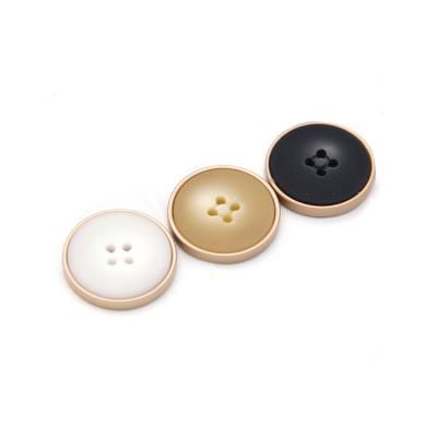 China Viable White Black Resin Metal 4 Holes Coat Buttons Buttons Flatback Craft Buttons For Clothes Decoration Sewing Crafts for sale