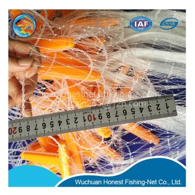 China Monofilament Nylon Gill Crab Traps Pawn Nets Monofilament Trammel with Double Float and Lead Depthway Knots Stretching Fishing Nets for sale