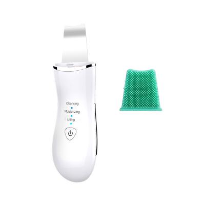 China DEEPLY CLEANING 2 in 1 Dead Skin Peeling Machine with Silicone Brush Head Sonic Face Cleansing Spatula Ultrasonic Skin Scrubber for sale