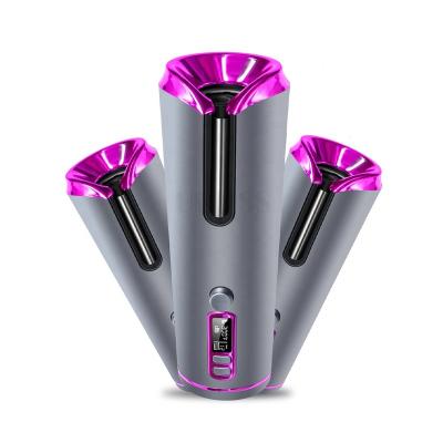 China All Hair Type Amazon Hot Selling Cordless USB Rechargeable LCD Display Cordless Hair Curler Ceramic Curling Iron for sale