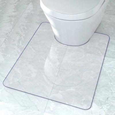 China Crystal Clear Toilet Bath Mat Viable for Bathroom U-Shaped Toilet Mats Non-Slip and Easy to Clean Toilet Floor Mat for sale