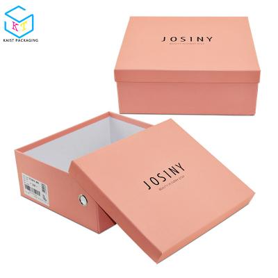 China 2 Piece Recyclable Pink Cardboard Packaging Empty Shoe Boxes With Custom Logo for sale