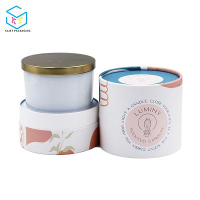 China Recyclable Custom Luxury Round Tube Cylinder Box Cardboard Gift Packaging Candle Boxes With Foam Insert for sale