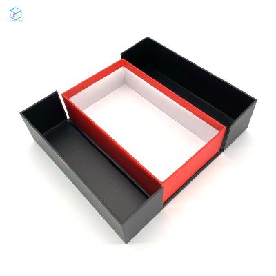 China Recyclable Custom Black Cosmetic Set Paper Storage Box Christmas Gift Packaging With Two Door for sale