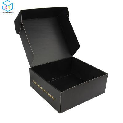 China Recyclable Custom Cardboard Mailer Garment Packaging Black Shipping Boxes for sale