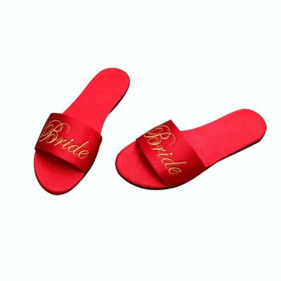 China Damping Customized Logo Red Wedding Bridesmaid Sandals Women's Slippers Wedding Essential Bridal Slippers for sale