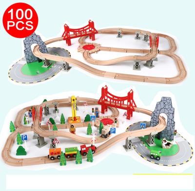 China Slot Toy Railway Busy City Train Set Educational Toys For Children 100pcs Track Toy Train Set Toy Education for sale