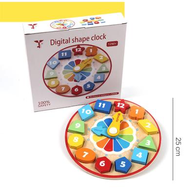 China Good Quality Wooden DIY TOY EN71-1-2-3 Toy Digital Geometry Clock Children's Educational Toy Building Blocks for sale