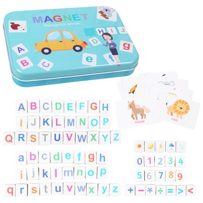 China Kids Learning Wooden Magnetic Alphabet Puzzle Wooden Blocks Spelling Game Educational Toys for sale