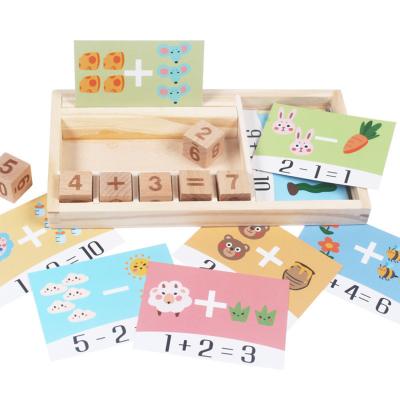 China Wooden Box Building Block Wooden Number Learning Children Wooden Montessori Educational Toys for sale