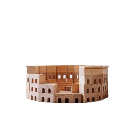 China Roman Building Blocks Children's Assembling Building Blocks Wooden Raw Wooden Building Toy Good Selling Castle for sale