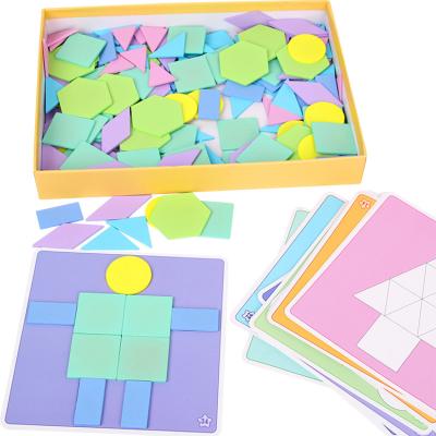 China Educational Toy 190pcs Toy Wooden 1 Color Jigsaw Children DIY Variable Puzzles Educational Cartoon Macaron for sale