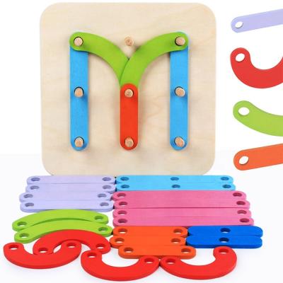 China DIY TOY Wooden Diy Geometric Multi Column Set Digital Letter Alphabet Shape Board Jigsaw Puzzle for sale