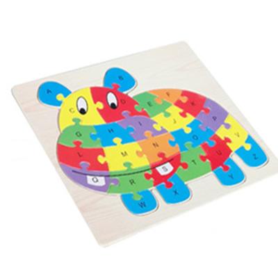 China 26 Piece Wooden Animal And Paper Alphabet Jigsaw Puzzle Cartoon Toy For Kids And Educational for sale