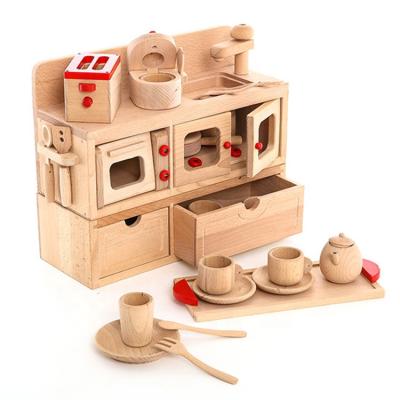 China pretend play with locker beech wood play kid kitchen set FIBM204 for sale