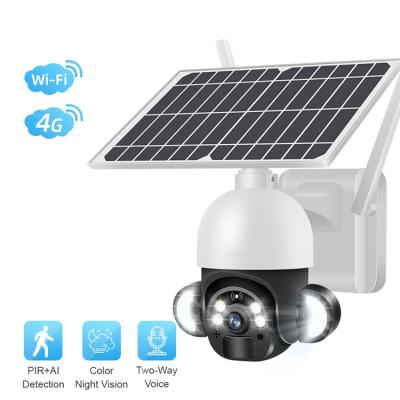 China Human Motion Tracking Outdoor Full Color Waterproof Night Vision WIFI Camera Led Street App Ubox Lightweight Solar Control PTZ 4g Solar Camera for sale