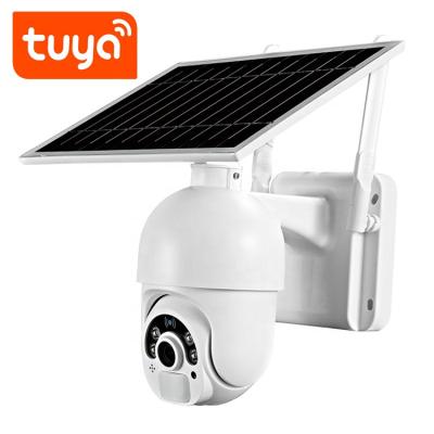 China Human Motion Tracking Tuya 4g wifi sim solar power camera ptz zoom cctv security camera solar outdoor low power 1080p 4MP PIR solar camera for sale