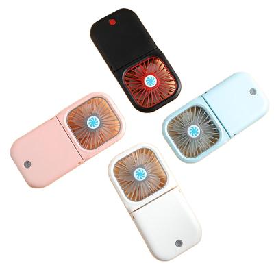 China Hotel Travel Desktop Small Air Cooling Power Bank Handheld Charger 2 in 1 USB Rechargeable Foldable Pocket Portable Mini Fan for sale