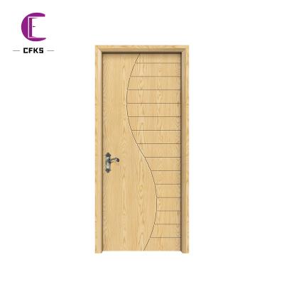 China Waterproof Wooden Doors Design Modern Matte Lacquer Interior Flat Glass Door PVC Bedroom Door Prices for sale