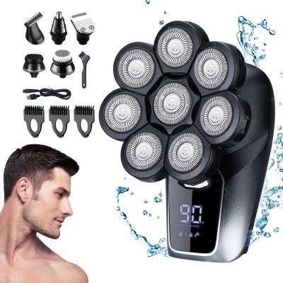 China Suttik Triple Blade 5 in 1 Men's Bald Head 8D Rechargeable Electric Shaver 8 Heads Beard Nose Ear Hair Trimmer Floating Razor Trimmer for sale