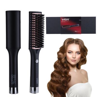 China Vgr V590 4 Speed ​​Control Nondisposable Dual Use Hair Straightener Brush Professional Salon Household Straightening Comb 180 Degree for sale