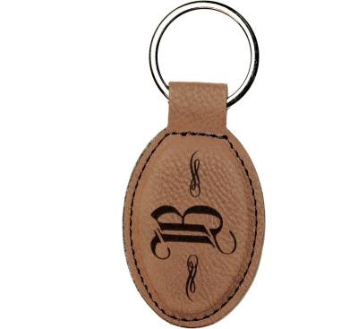 China Leatherette Oval Key Chain w/Keyring, Glowforge Laser Supplies CO2 Laser Laserable Supply for sale