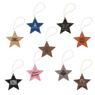 China Laserable Laserable Star Christmas Leatherette Ornament with String, Personalized Gift by Glowforge Laser Supplies CO2 Laser Supply for sale